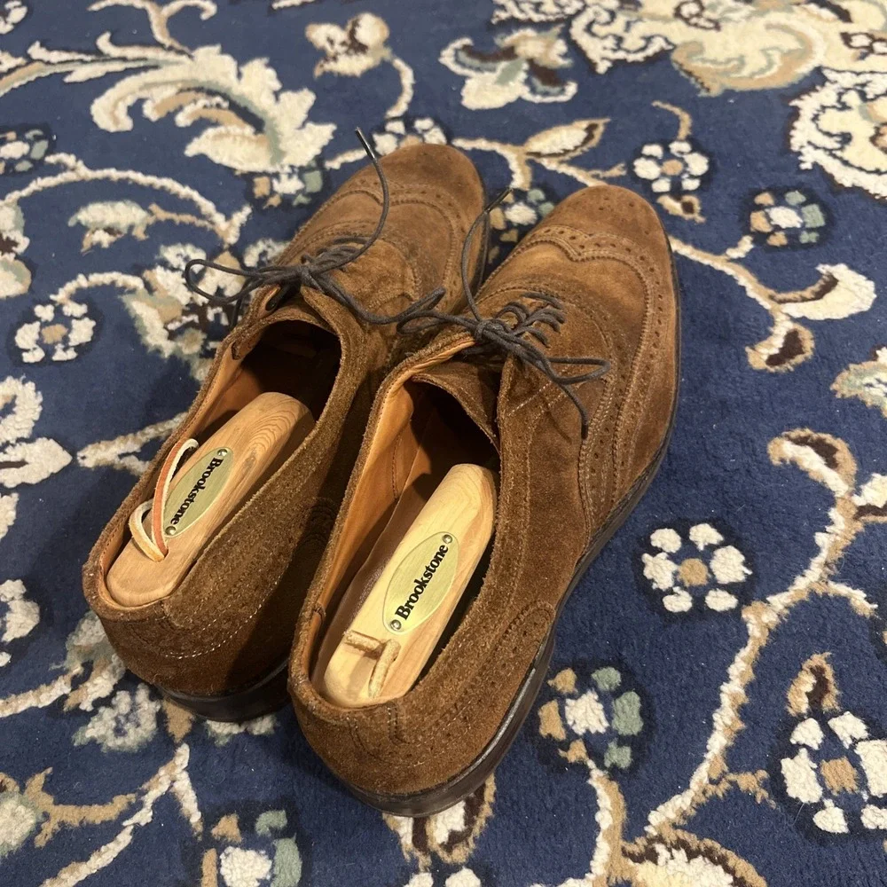 Allen Edmonds Neumok Brown Suede Wingtip Brogue Oxford Lace-Up 11B new w/o box